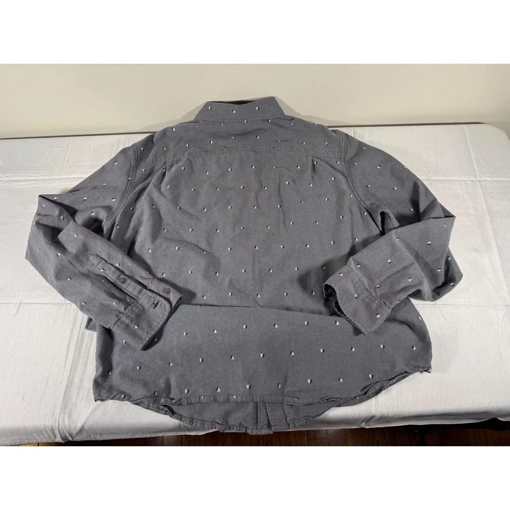 The North Face Mens Large Gray Embroidered Mountain Peak Button Down Shirt L/S
